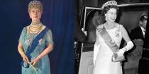 <p>This <a href="http://www.dailymail.co.uk/femail/article-3269372/Battle-bling-Kate-s-Lotus-Flower-steals-state-banquet-royal-family-owns-beautiful-tiara.html" rel="nofollow noopener" target="_blank" data-ylk="slk:tiara;elm:context_link;itc:0;sec:content-canvas" class="link ">tiara</a> belonged to Russian Grand Duchess Vladimir and was purchased by Queen Mary. She passed it on to her granddaughter Queen Elizabeth II. At this point your mind should be pretty much blown by just how many tiaras she owns.</p>