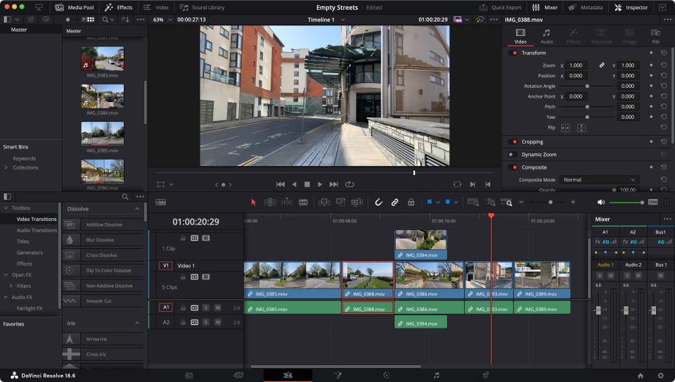 Using DaVinci Resolve to edit a video