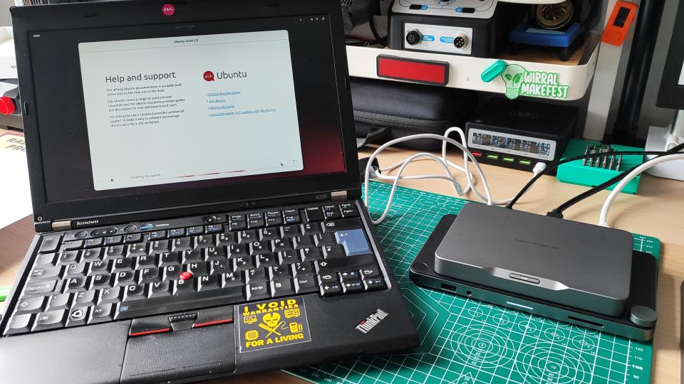 Ubuntu 24.04 running on a Lenovo X220 with a 2nd Gen Intel I5 CPU and Khadas Mind with an Intel 13th Gen i7-1360P CPU
