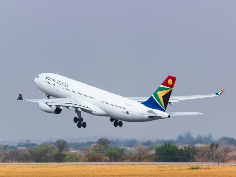 SAA A330 takes off from Lusaka, Zambia