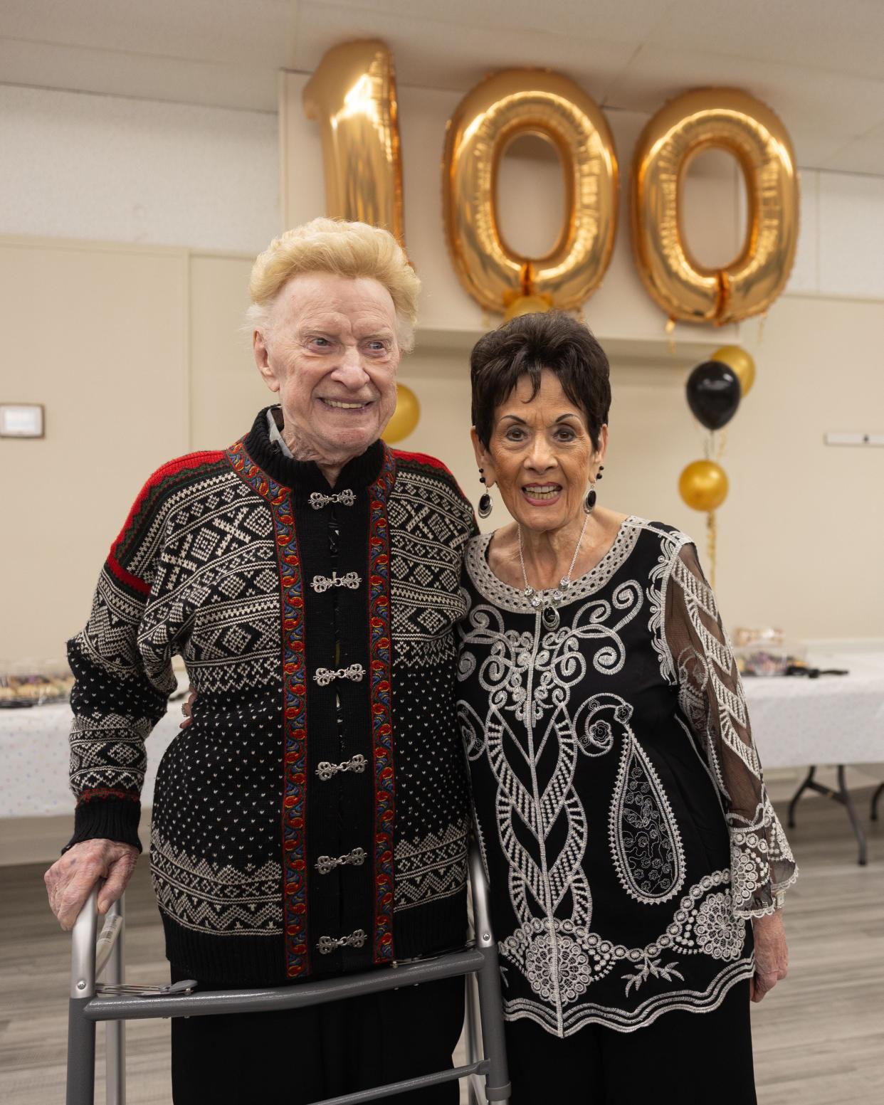 Ravenna resident and WWII veteran Vernon Roen and his wife, Katy, enjoyed a party celebrating Vernon Roen's 100th birthday on Saturday, Feb. 10, 2024, at the Ravenna VFW.