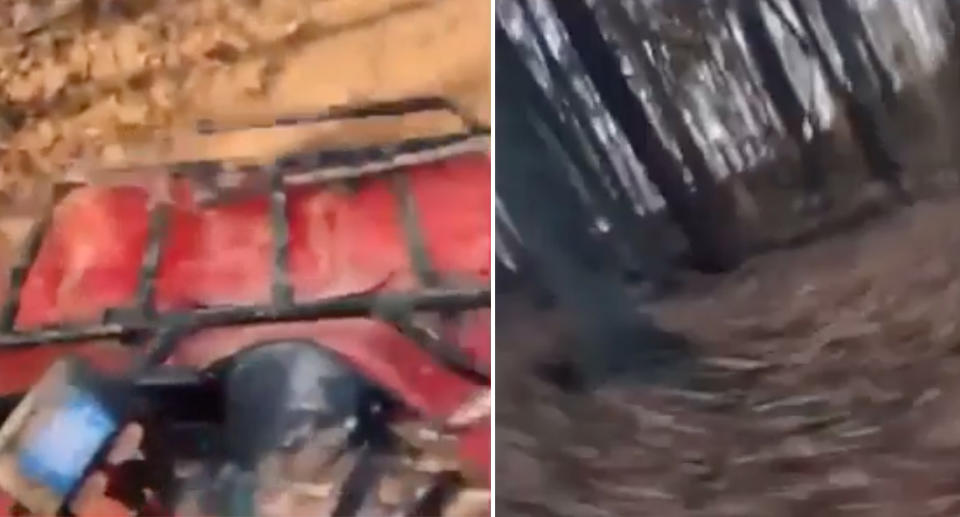 Screenshots from a TikTok video of Trent Jarrett riding a quad bike. 