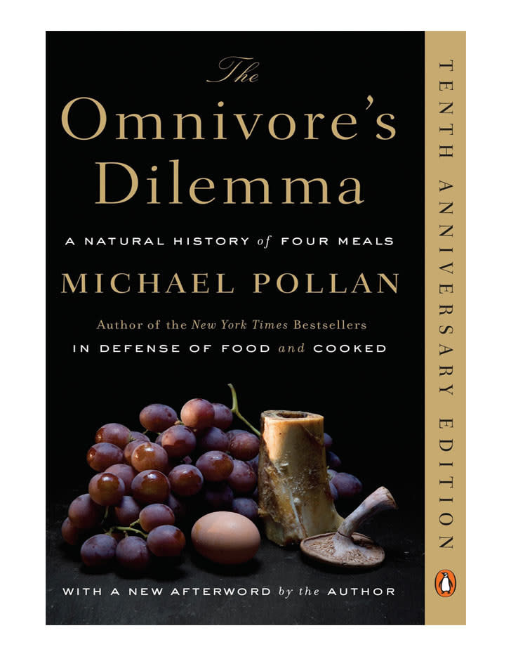 The cover of ""The Omnivore's Dilemma" by Michael Pollan.