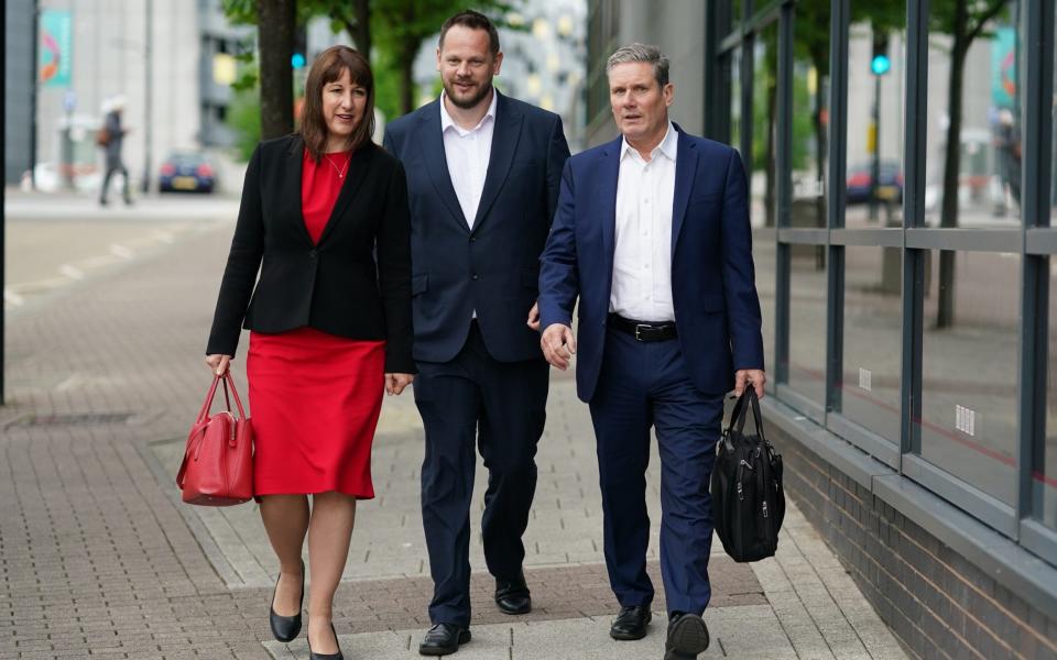 Sir Keir Starmer and Rachel Reeves meet Simon Lightwood, Labour;s candidate in the Wakefield by-election, during a visit to Wakefield today - Ian Forsyth/Getty Images Europe