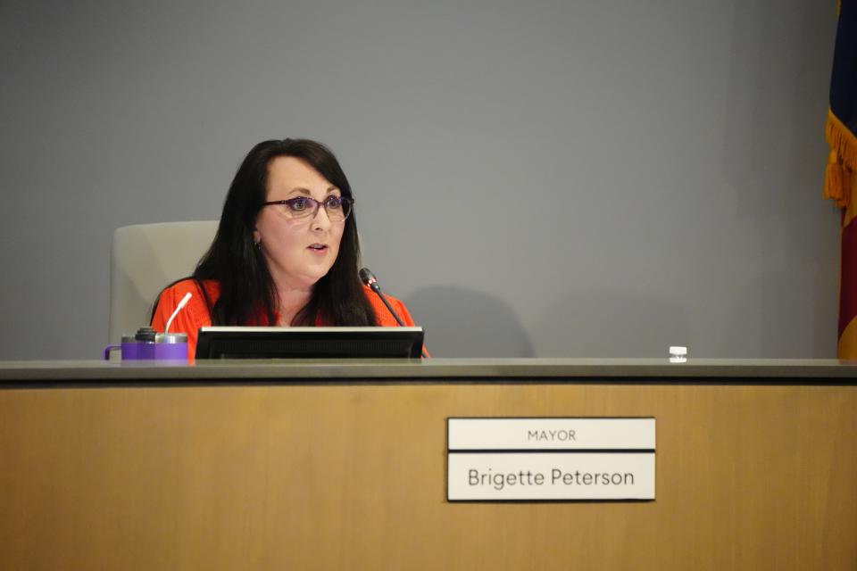 Mayor Brigette Peterson speaks during a Gilbert Town Hall on Jan. 9, 2024.