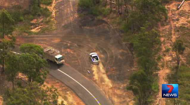 The driver of the silver ute led police on a lengthy chase west of Brisbane. Photo: 7News.