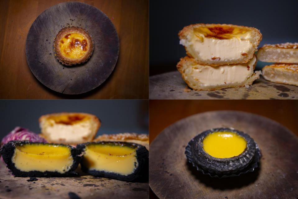 Old Seng Choong - Creme Brulee tart and Charcoal egg tart