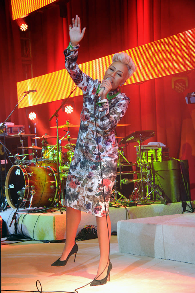 Emeli Sande performs onstage at the 21st Annual Elton John AIDS Foundation Academy Awards Viewing Party at Pacific Design Center on February 24, 2013 in West Hollywood, California.