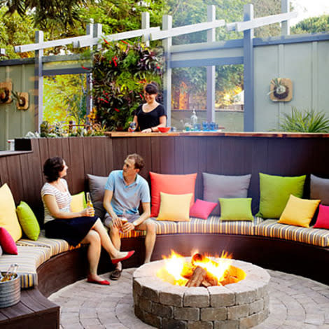 Firepit circle sitting area