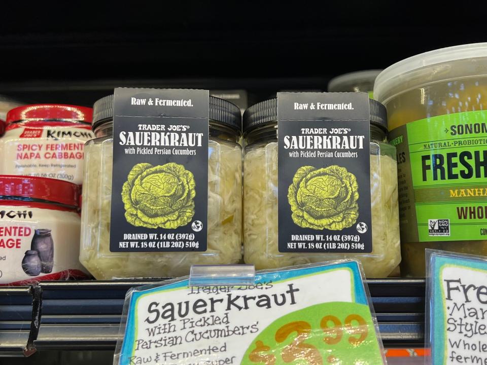 Sauerkraut on a shelf at Trader Joe's