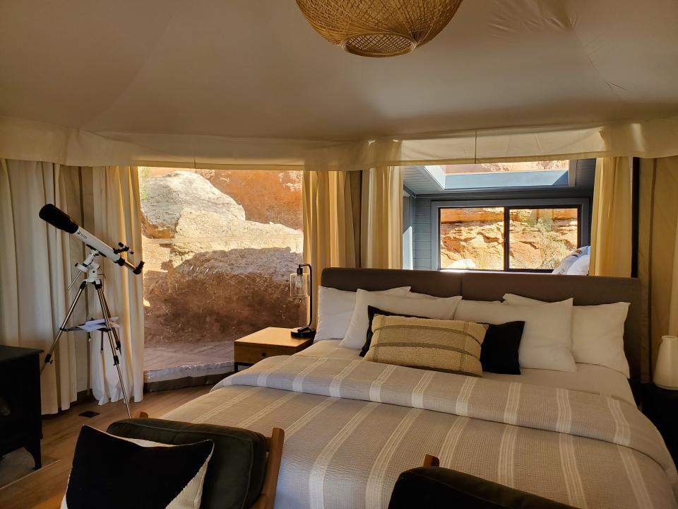 Open Sky's Star Seeker Tent is all about luxury. Open Sky is located in Virgin, Utah.