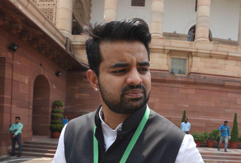 Janata Dal (Secular) Member of Parliament Prajwal Revanna is seen after attending a budgetary session of the India's legislature, in a June  26, 2019 file photo, in New Delhi, India. / Credit: Sonu Mehta/Hindustan Times/Getty