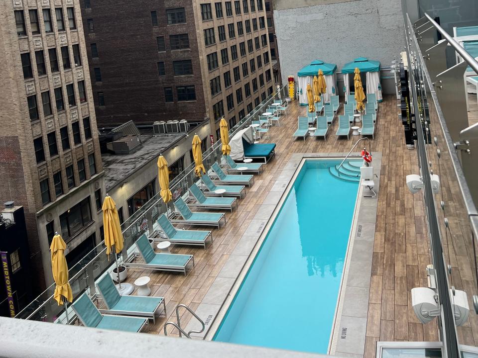 the pool deck on the sixth floor.