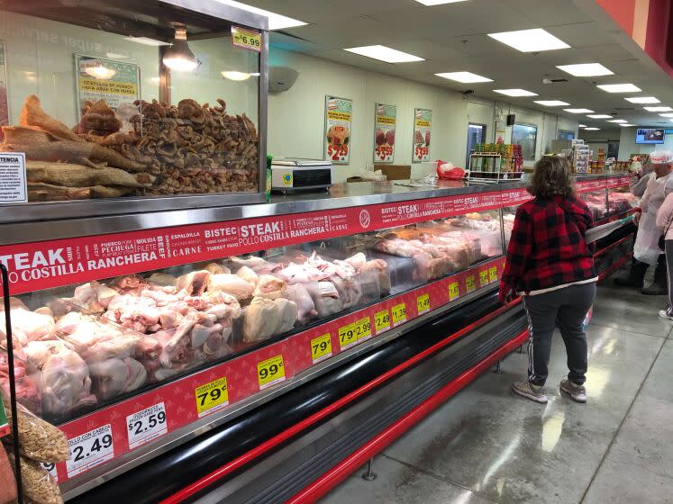 Meat counter at El Super.