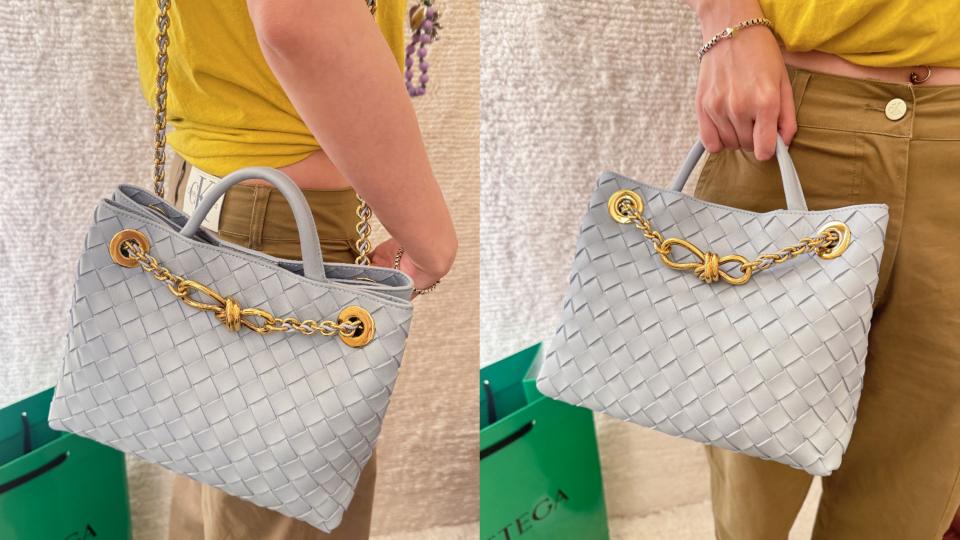 精品托特包推薦：Bottega Veneta 小型Andiamo 手袋，NT$151,000！圖片來源：編輯拍攝