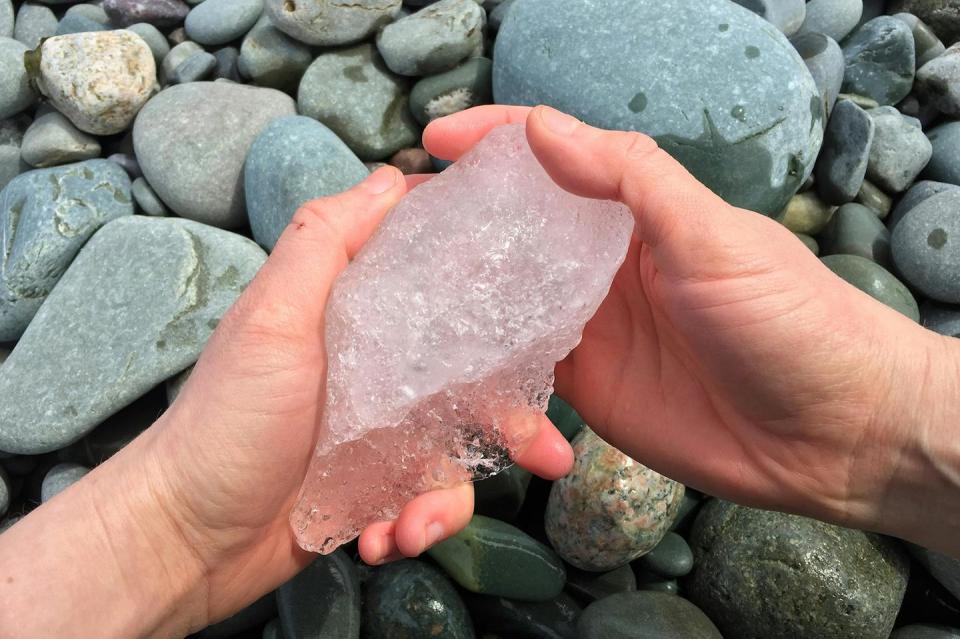 ‘transference,’ 2017. Atlantic sea ice, body heat. Documentation of site-responsive performance on the East Coast Trail, Newfoundland, Canada. Project supported in part by La Soupée, Galerie Diagonale, Montréal, Québec. Sarah Nance