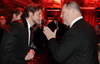 Bradley Cooper and Harvey Weinstein attends the The Weinstein Company's 2013 Golden Globe Awards after party presented by Chopard, HP, Laura Mercier, Lexus, Marie Claire, and Yucaipa Films held at The Old Trader Vic's at The Beverly Hilton Hotel on January 13, 2013 in Beverly Hills, California.