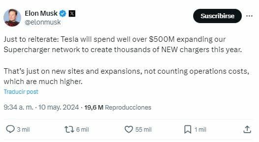 Tesla gastará 500 millones de dólares en la red de carga