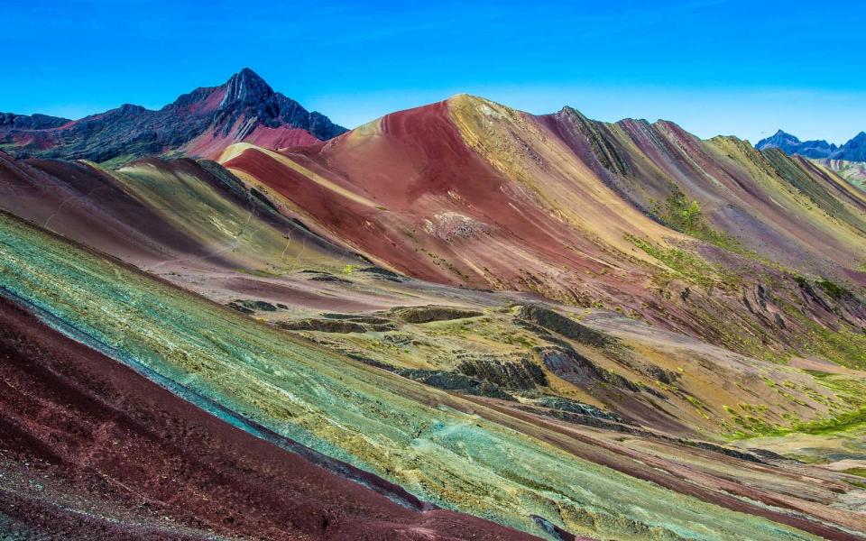 Vinicunca, Peru - Rainbow Mountain (5200 m) in Andes, Cordillera de los Andes, Cusco region in South America.