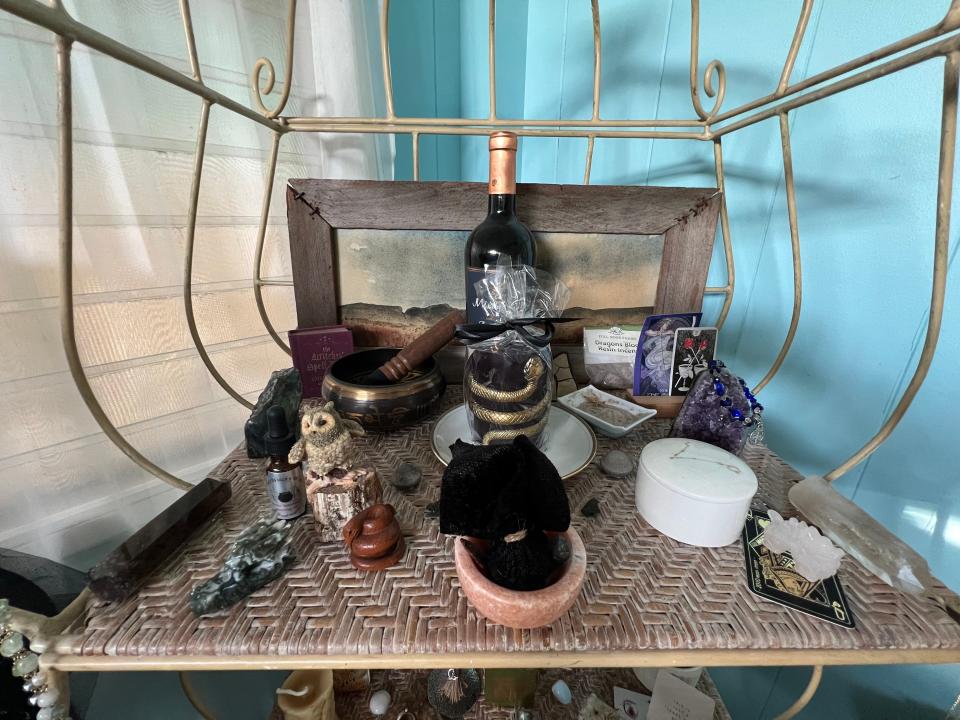an altar of crystals