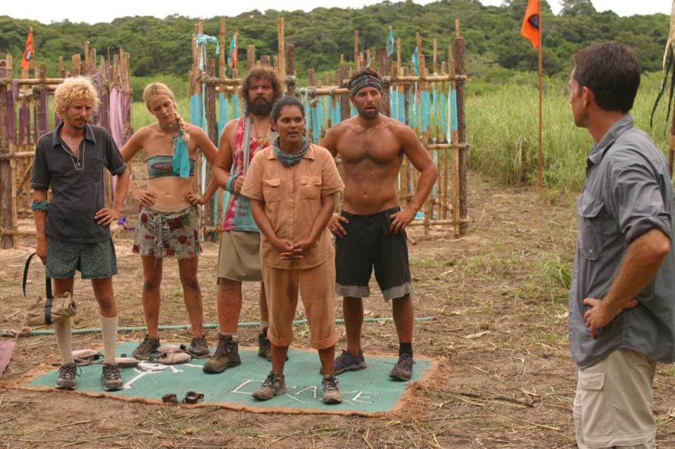 Jonny Fairplay, far left, on 'Survivor: The Pearl Islands,' on Contadora Island, Panama in 2003.