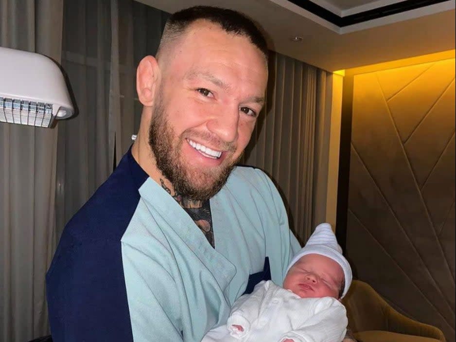 Conor McGregor with new-born son Rian (@thenotoriousmma via Instagram)