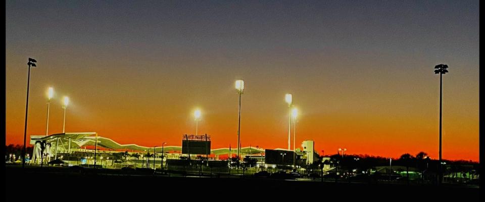 Sunset at JetBlue Park in Fort Myers on Sunday, Feb. 26, 2023.