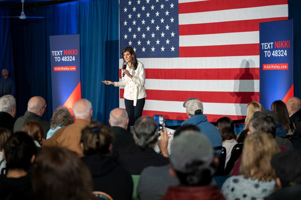 Nikki Haley holds a rally at the Rochester American Legion in Rochester, N.H. on Jan. 17, 2024.