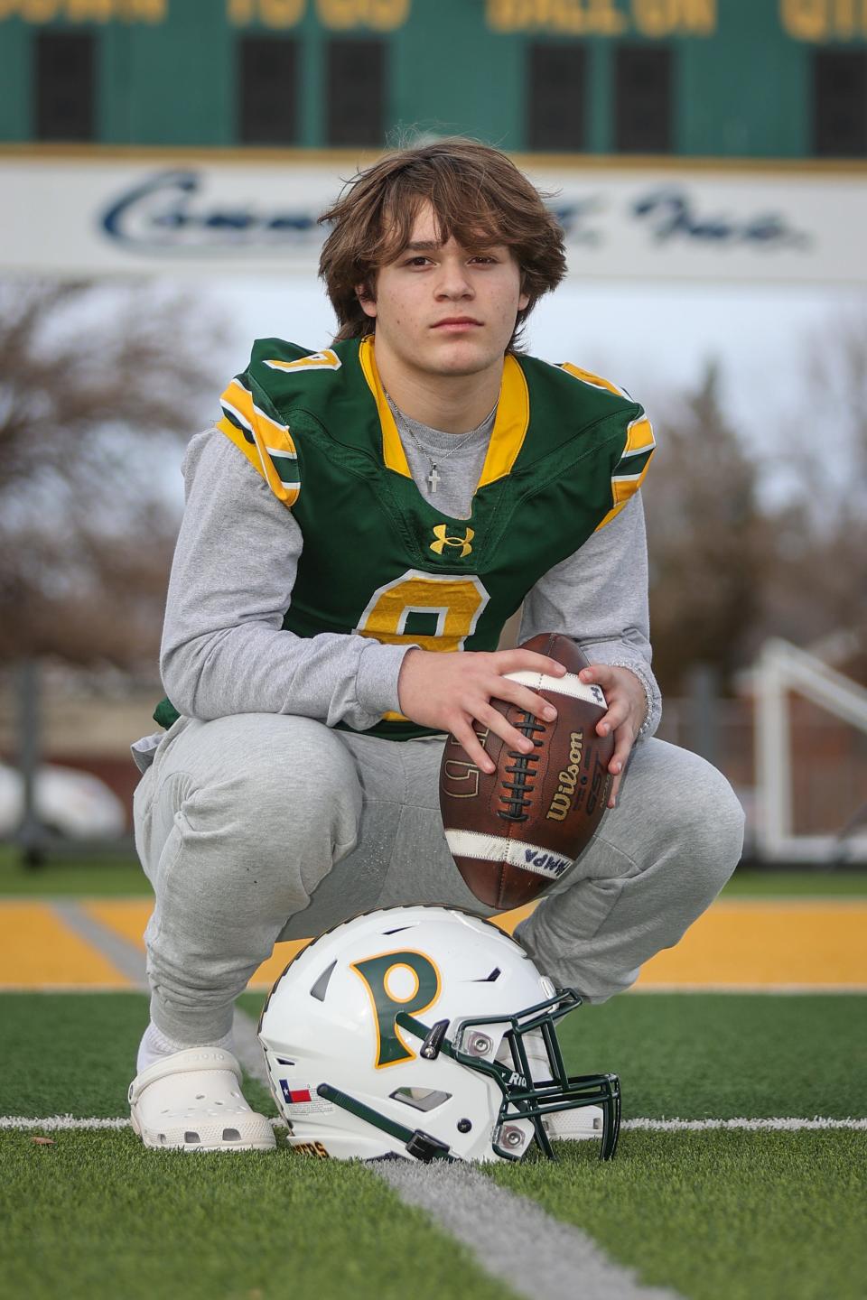 Pampa’s Max Neff, posing for a photo Tuesday, Jan. 17, 2023, was named the Amarillo Globe News Football Newcomer of the Year.
