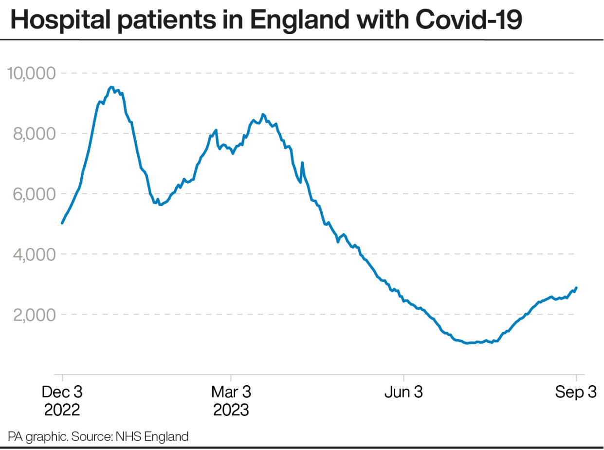 Hospital patients in England with COVID. (PA)