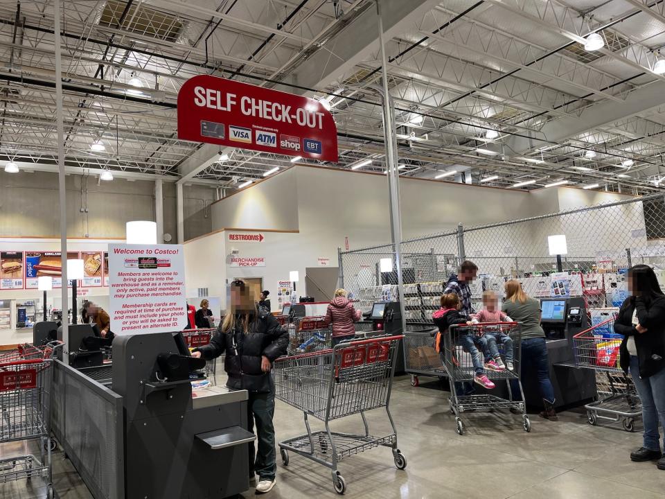 Self check-out at Costco in Wisconsin.