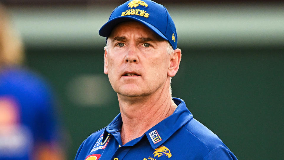 Adam Simpson said it was 'unfair' to ask questions about Jack Darling's absence from the West Coast Eagles. (Photo by Daniel Carson/AFL Photos via Getty Images)