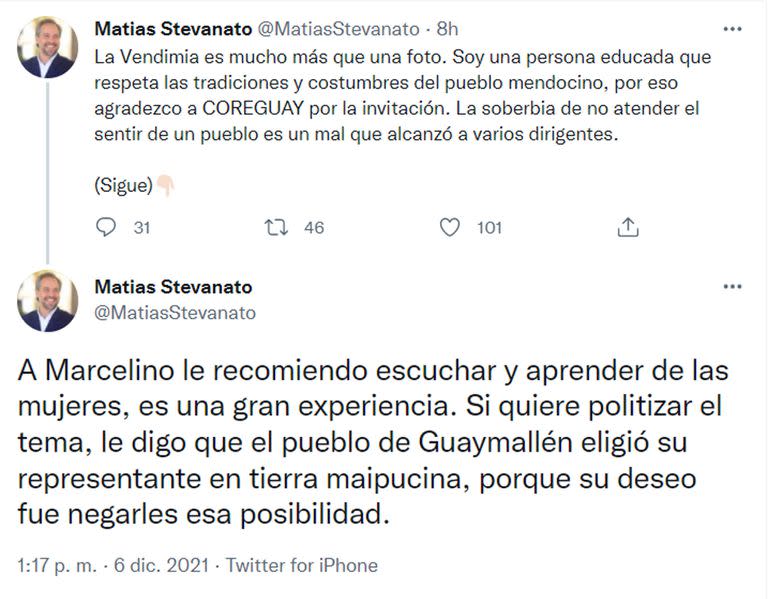 La respuesta de Stevanato a su par en Guaymallén