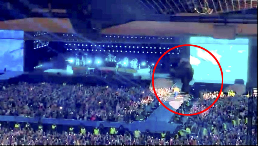 Man falls over balcony at Harry Styles gig. (SWNS)