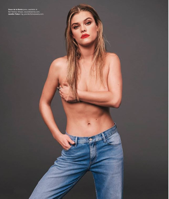 Nina Agdal posted this image online slamming an unnamed magazine for cutting her cover over her size. Photo: Instagram/Nina Agdal