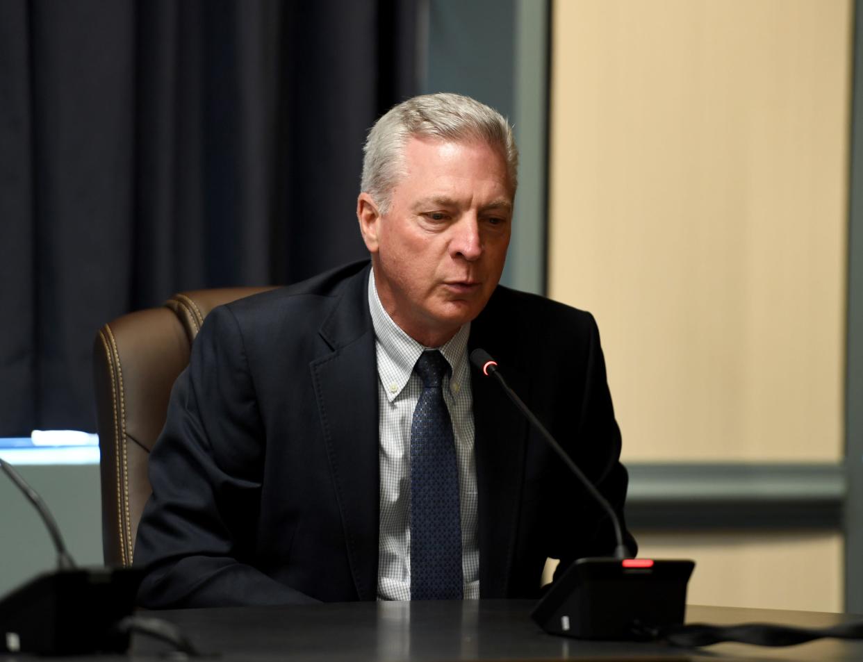 David Ryan, Executive Director of theSalisbury-Wicomico Economic Development Corporation, speaks during the State of the County on County Executive Julie Giordano's 100th day in office Thursday, March 16, 2023, in Salisbury, Maryland.