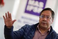 Luis Arce, the presidential candidate of the Movement to Socialism party (MAS), speaks during an interview with Reuters in La Paz