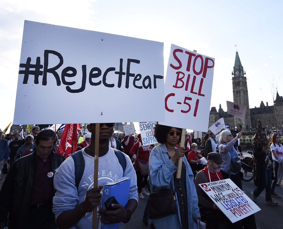 Bill C-51, introduced by the former Conservative government, has faced backlash across the country since its inception. Photo from CP