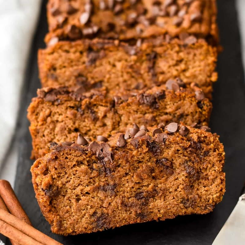 <p>Joy Food Sunshine</p><p>Paleo pumpkin bread is a healthier version of everyone's favorite fall quick bread! It is moist with a perfect crumb, is loaded with cozy fall spices and is grain free with no dairy or refined sugar. </p><p><strong>Get the recipe: <em><a href="https://joyfoodsunshine.com/paleo-pumpkin-bread/" rel="nofollow noopener" target="_blank" data-ylk="slk:Paleo Pumpkin Bread;elm:context_link;itc:0;sec:content-canvas" class="link rapid-noclick-resp">Paleo Pumpkin Bread</a></em></strong></p>