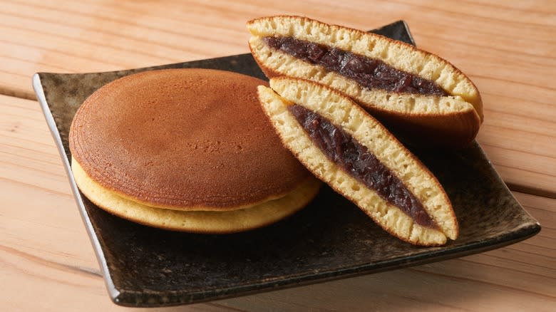 Red bean paste sandwiched between pancakes