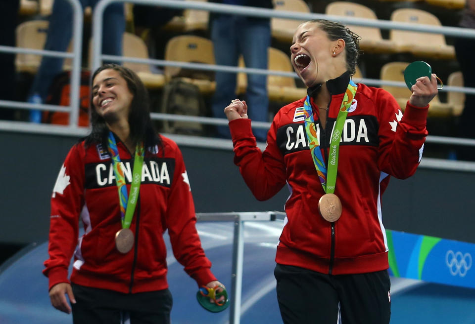 Diving - Women's Synchronised 10m Platform Victory Ceremony