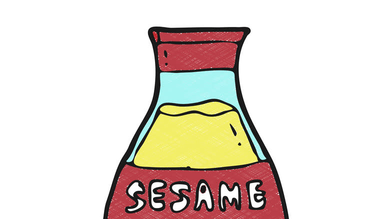 An illustrated sesame oil bottle