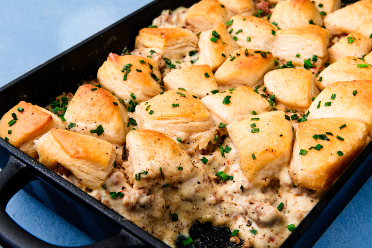 <p>There is nothing better than <a href="https://www.delish.com/cooking/recipe-ideas/recipes/a55390/easy-sausage-gravy-recipe/" rel="nofollow noopener" target="_blank" data-ylk="slk:biscuits and gravy;elm:context_link;itc:0;sec:content-canvas" class="link ">biscuits and gravy</a> and this is the perfect way to serve them to crowd. An extra thick layer of gravy with lots of black pepper makes this bake absolutely perfect. <br><br>Get the <a href="https://www.delish.com/cooking/recipe-ideas/recipes/a58137/biscuits-and-gravy-bake-recipe/" rel="nofollow noopener" target="_blank" data-ylk="slk:Biscuits and Gravy Bake;elm:context_link;itc:0;sec:content-canvas" class="link "><strong>Biscuits and Gravy Bake</strong> </a><strong><a href="https://www.delish.com/cooking/recipe-ideas/recipes/a58137/biscuits-and-gravy-bake-recipe/" rel="nofollow noopener" target="_blank" data-ylk="slk:recipe;elm:context_link;itc:0;sec:content-canvas" class="link ">recipe</a>.</strong> </p>