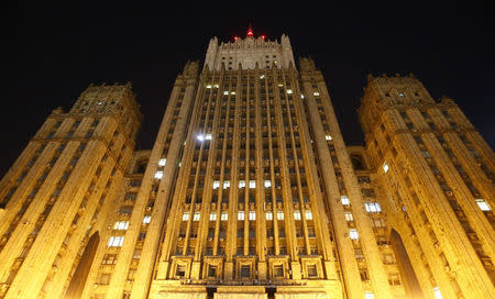 A general view shows the headquarters of the Russian Foreign Ministry in Moscow, Russia March 29, 2018. REUTERS/Sergei Karpukhin