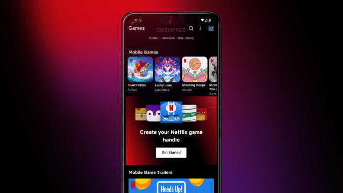 Netflix Games screen on mobile phone