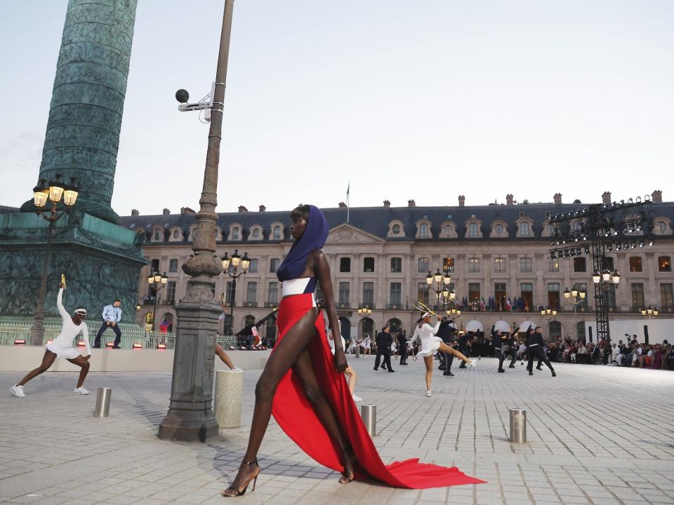 Anok Yai walks the runway at Vogue World 2024.
