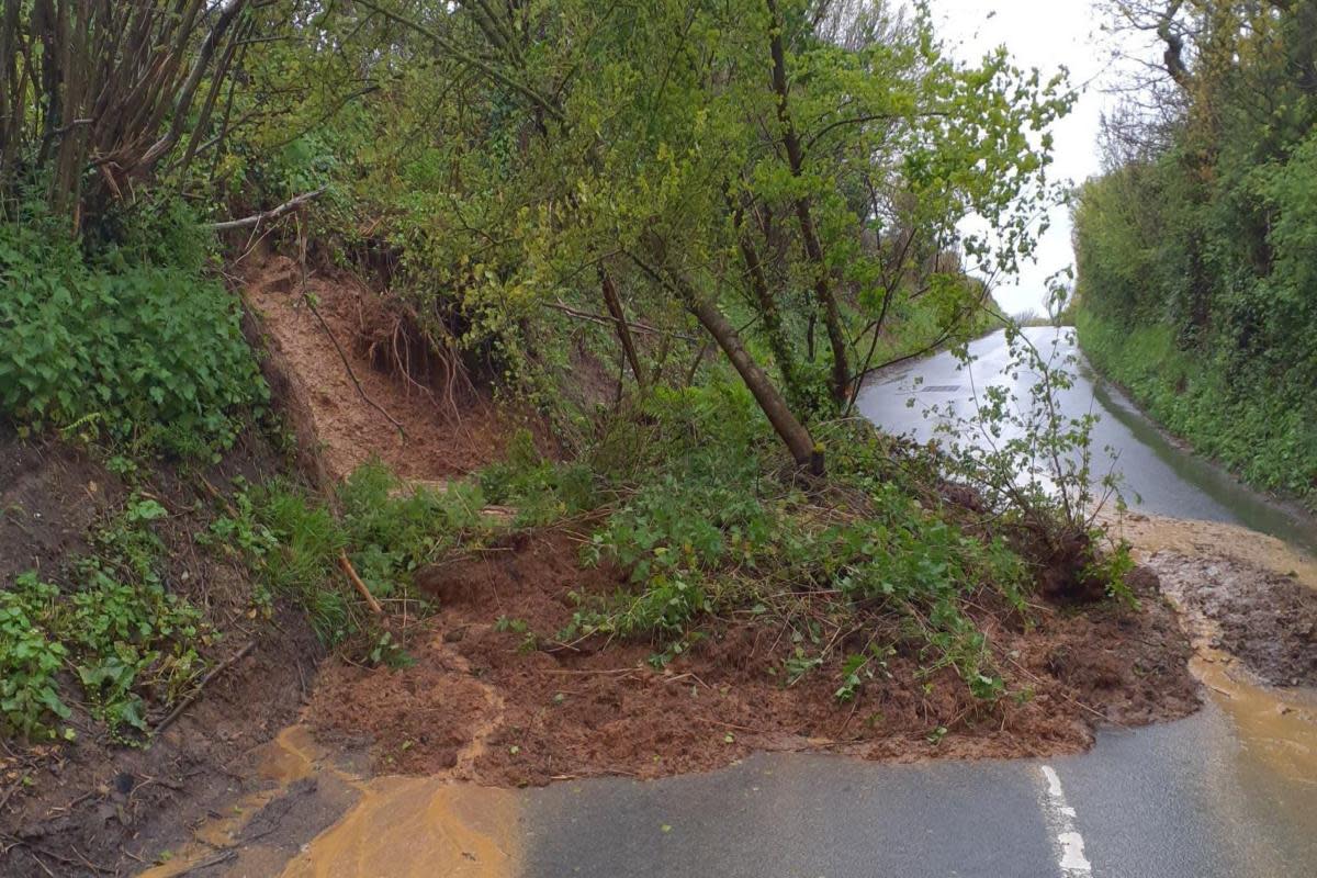 Landslip on Niton Road in Rookley <i>(Image: Island Roads)</i>