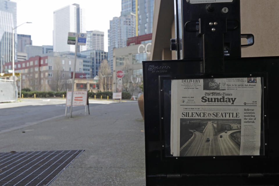 A Seattle Times newspaper box