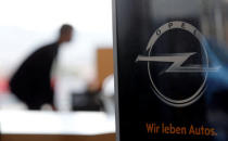 The logo of German car maker Opel is seen at a dealership in Marseille, France, February 22, 2017. REUTERS/Jean-Paul Pelissier