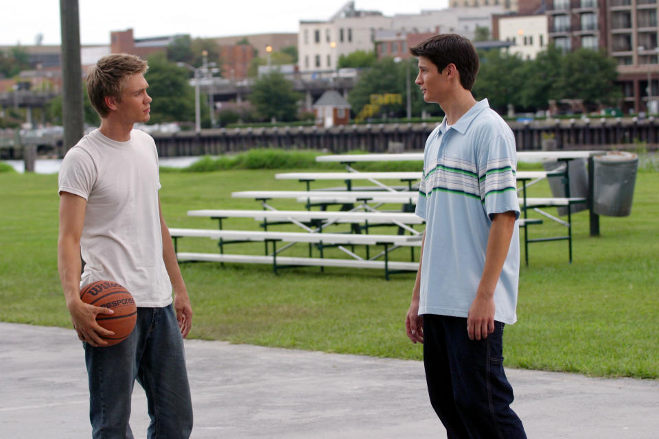 Nathan and Lucas playing basketball